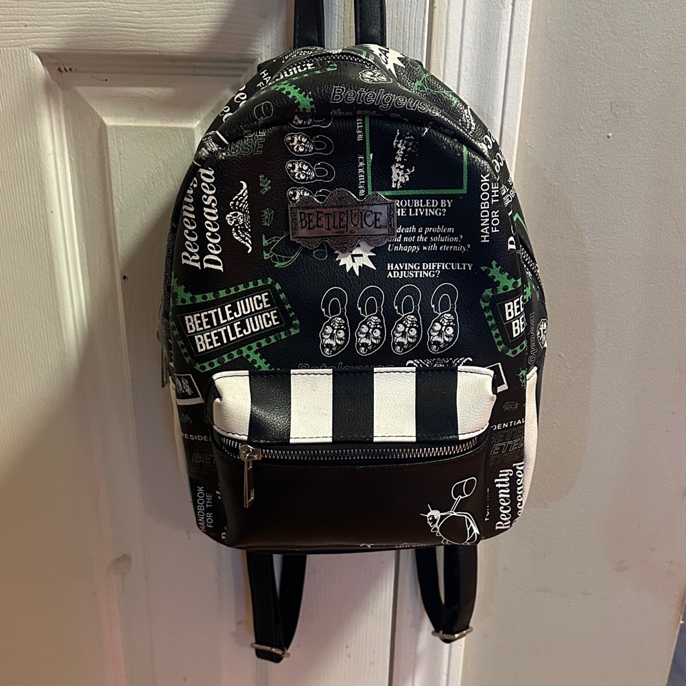 Beetlejuice Printed Black Mini Backpack